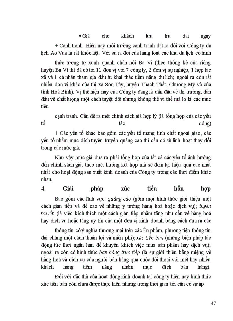 image for page Tính thời vụ trong du lịch và các biện pháp khắc phục tại Công ty cổ phần Du lịch Ao Vua