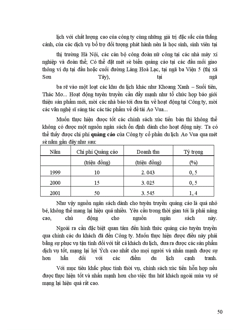 image for page Tính thời vụ trong du lịch và các biện pháp khắc phục tại Công ty cổ phần Du lịch Ao Vua