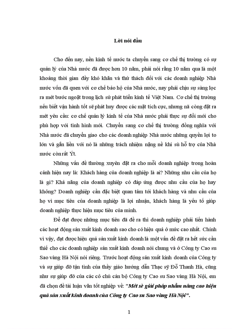 image for page Một số giải pháp nhằm nâng cao hiệu quả sản xuất kinh doanh của Công ty Cao su Sao vàng Hà Nội