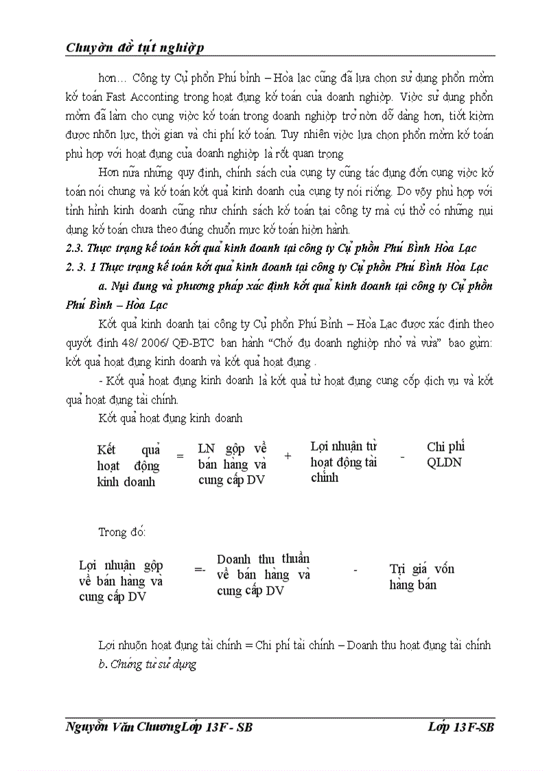 image for page Kế toán kết quả kinh doanh tại công ty cổ phần Phú Bình – Hòa Lạc