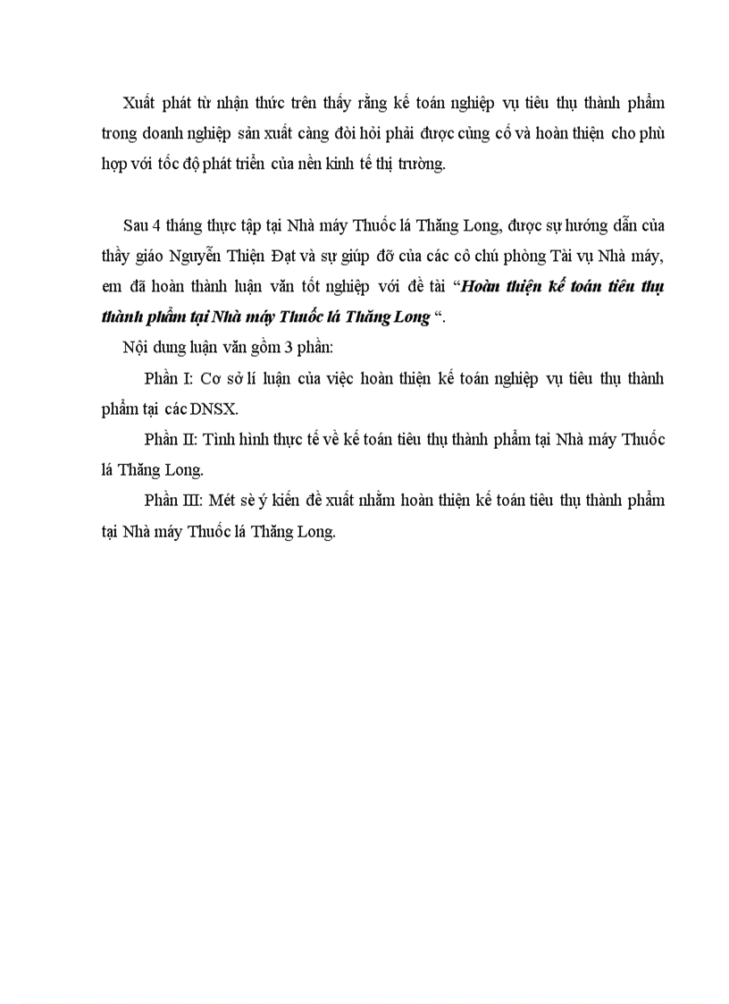 image for page Hoàn thiện kế toán tiêu thụ thành phẩm tại Nhà máy Thuốc lá Thăng Long