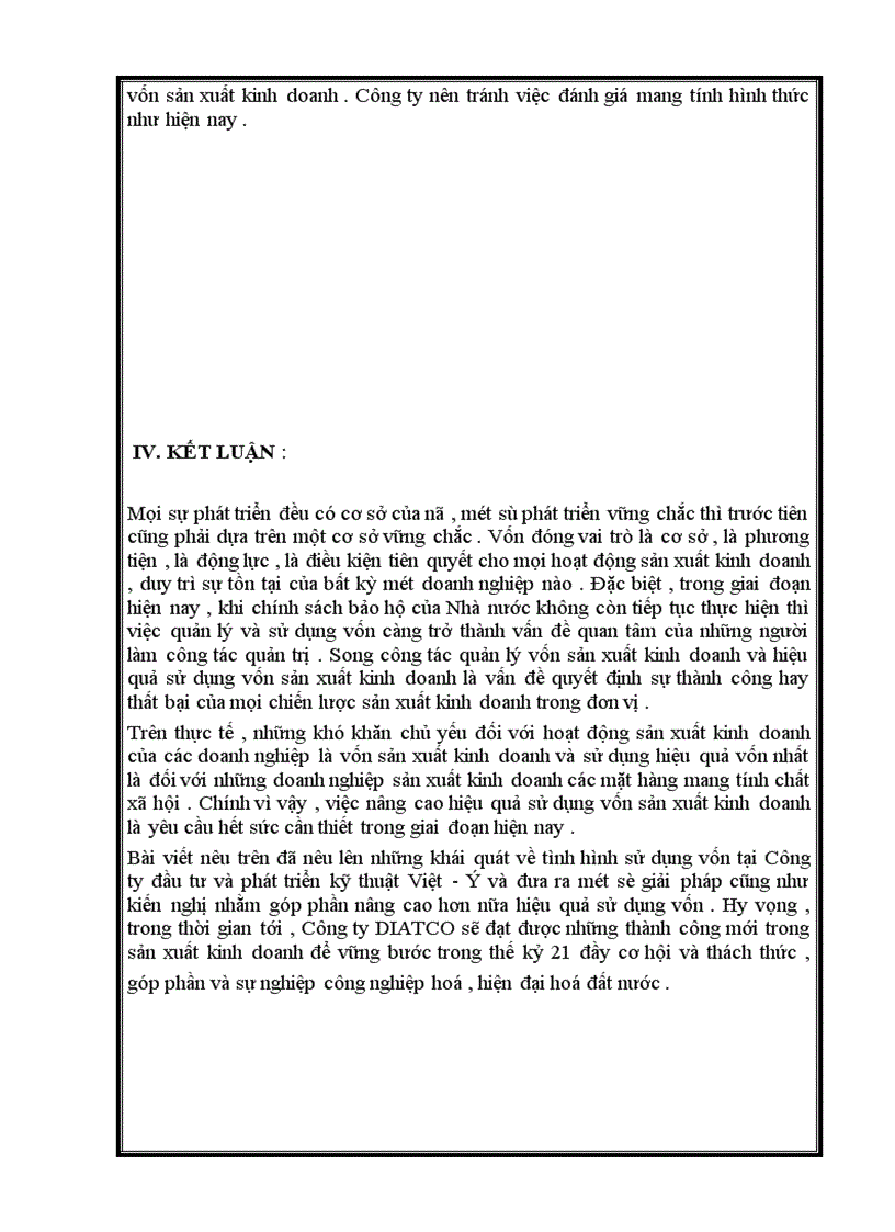 image for page Một số giải pháp nhằm góp phần nâng cao hiệu quả sử dụng vốn tại Công ty đầu tư và phát triển kỹ thuật Việt - ý