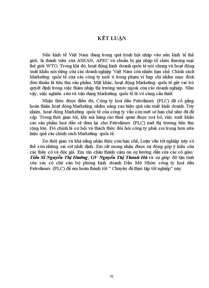 image for page Một số giải pháp hoàn thiện chính sách Marketing quốc tế nhằm thúc đẩy xuất khẩu các sản phẩm hoá dầu tại công ty Hoá dầu Petrolimex (PLC)