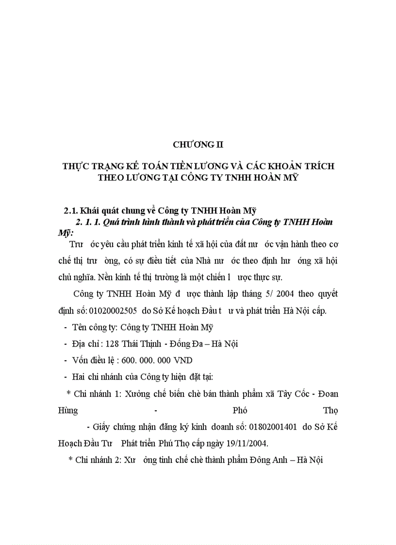 image for page Hoàn thiện hạch toán tiền lương và các khoản trích theo lương ở Công ty TNHH Hoàn Mỹ