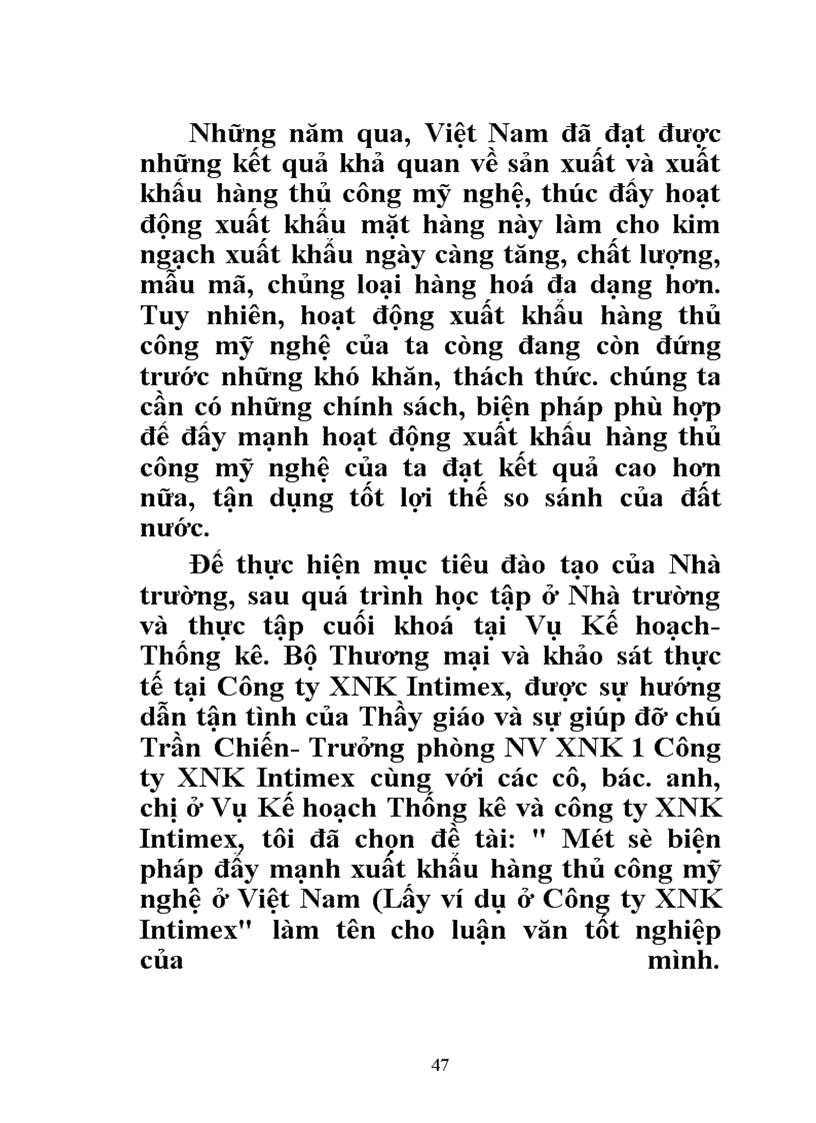 image for page Một số biện pháp đẩy mạnh xuất khẩu hàng thủ công mỹ nghệ ở Việt Nam (Lấy ví dụ ở Công ty XNK Intimex