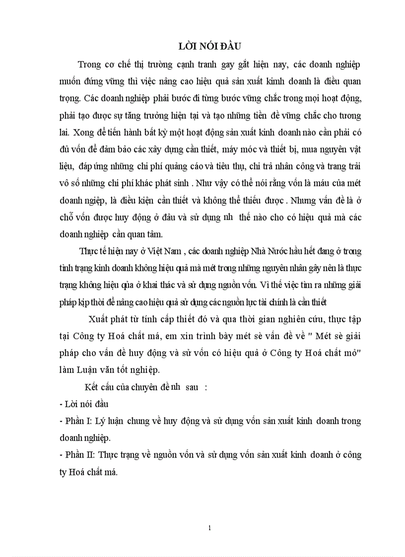 image for page Một số giải pháp để tạo vốn và nâng cao hiệu quả sử dụng vốn ở Công ty hoá chất mỏ