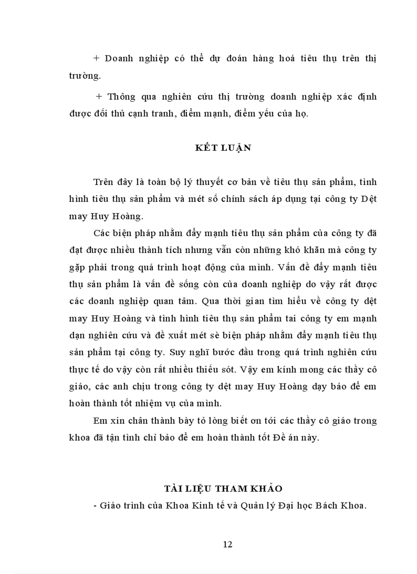image for page Nghiên cứu các giải pháp nhằm phát triển thị trường tiêu thụ sản phẩm của Công ty Dệt may Huy Hoàng