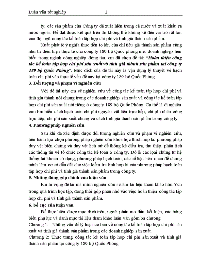 image for page Hoàn thiện công tác kế toán tập hợp chi phí sản xuất và tính giá thành sản phẩm tại công ty 189 Bộ Quốc Phòng