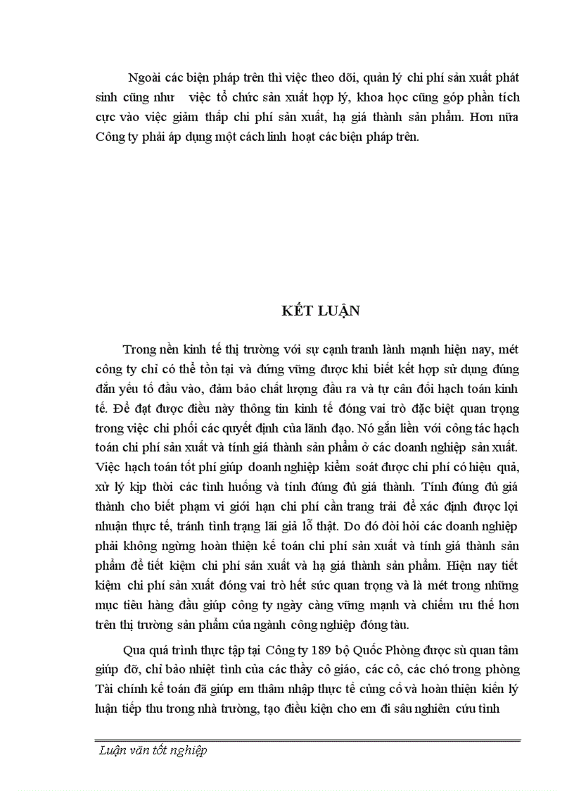 image for page Hoàn thiện công tác kế toán tập hợp chi phí sản xuất và tính giá thành sản phẩm tại công ty 189 Bộ Quốc Phòng