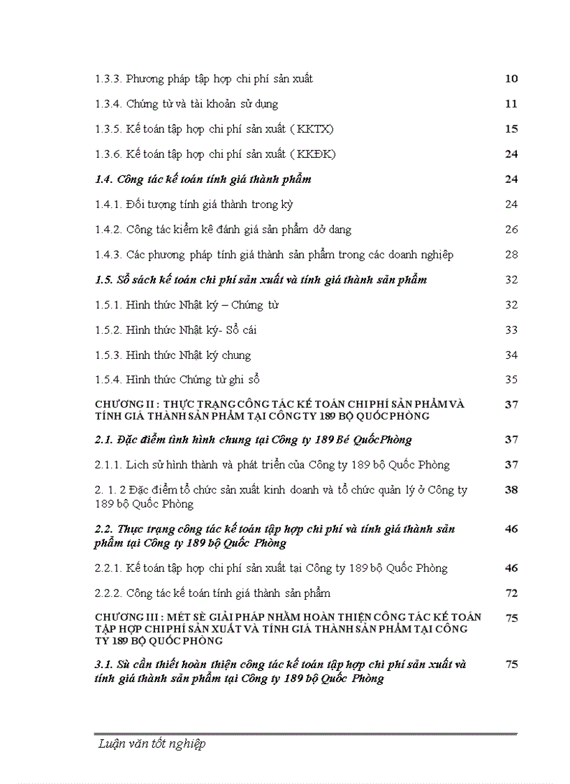 image for page Hoàn thiện công tác kế toán tập hợp chi phí sản xuất và tính giá thành sản phẩm tại công ty 189 Bộ Quốc Phòng