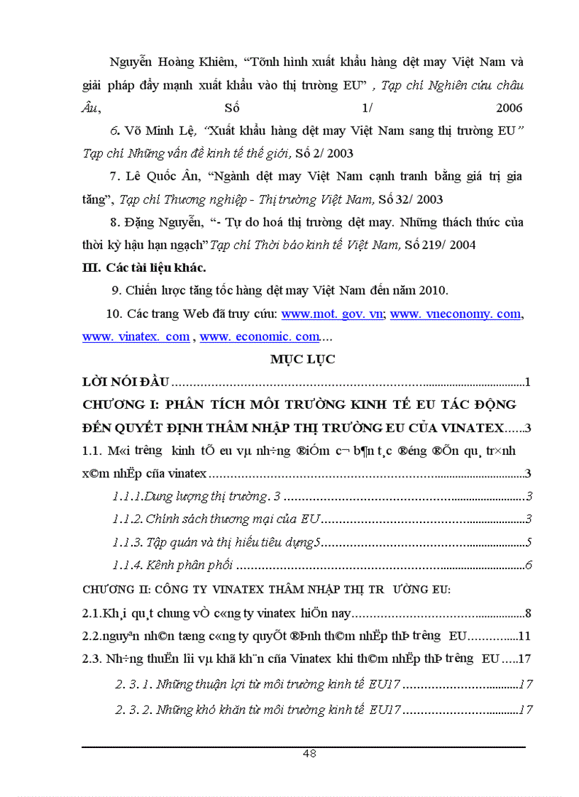 image for page MôI trường kinh tế eu tác động đến quyết định thâm nhập thị trường eu của vinatex