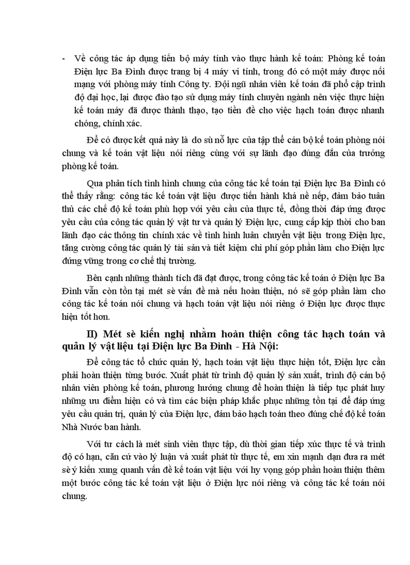 image for page Một số ý kiến đề xuất nhằm hoàn thiện hạch toán kế toán và quản lý nguyên liệu, vật liệu tại điện lực ba đình - hà nội.