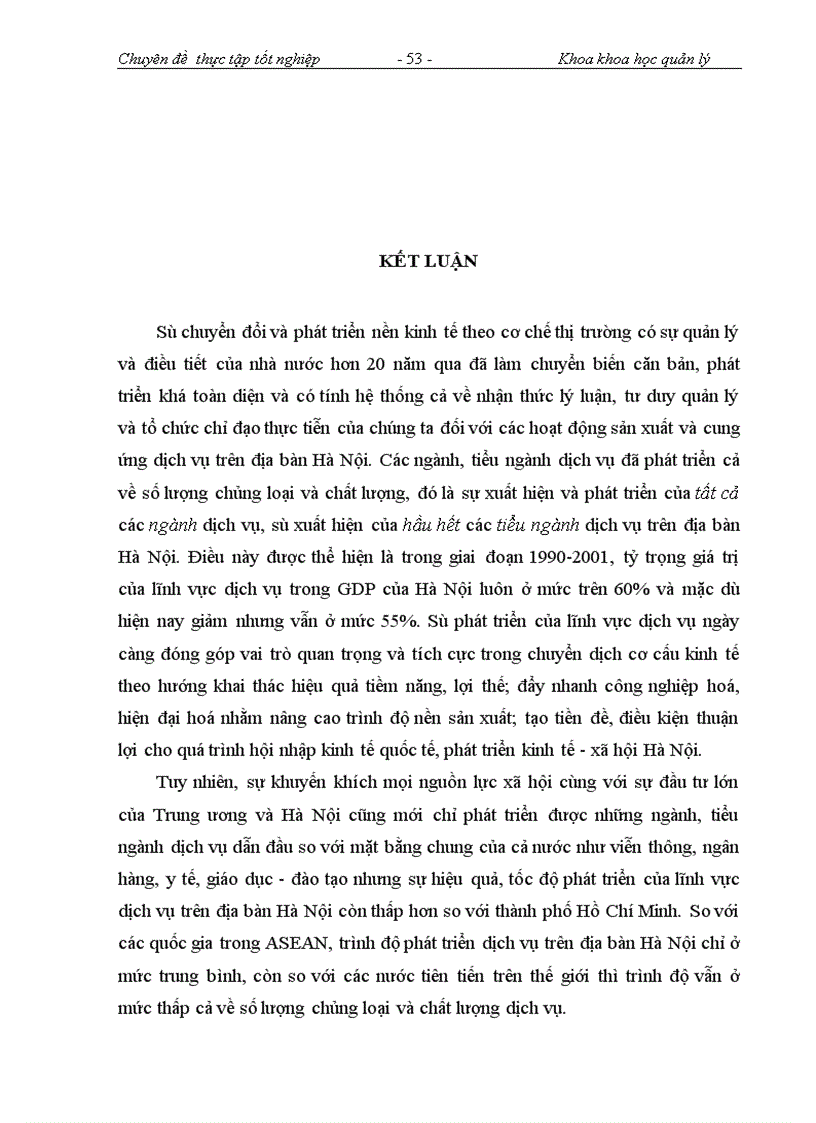 image for page Thực trạng và các giải pháp phát triển dịch vụ chất lượng cao của thành phố Hà Nội tới năm 2010, tầm nhìn 2020