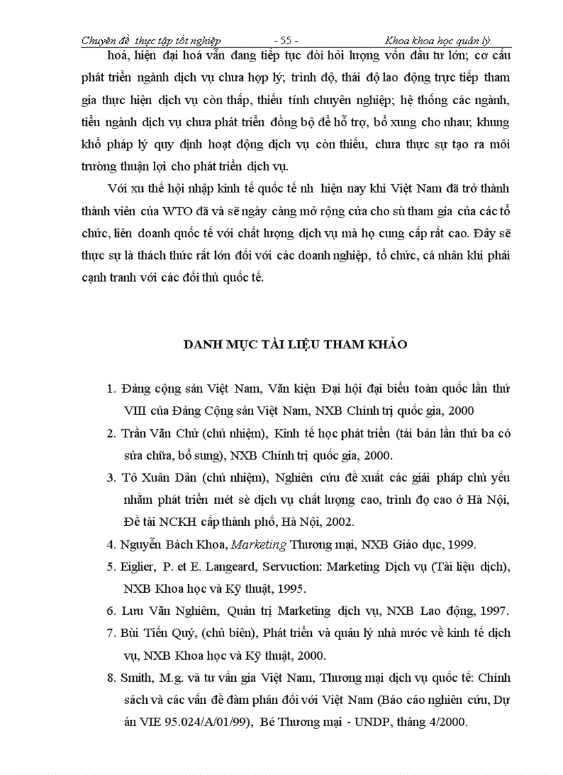 image for page Thực trạng và các giải pháp phát triển dịch vụ chất lượng cao của thành phố Hà Nội tới năm 2010, tầm nhìn 2020