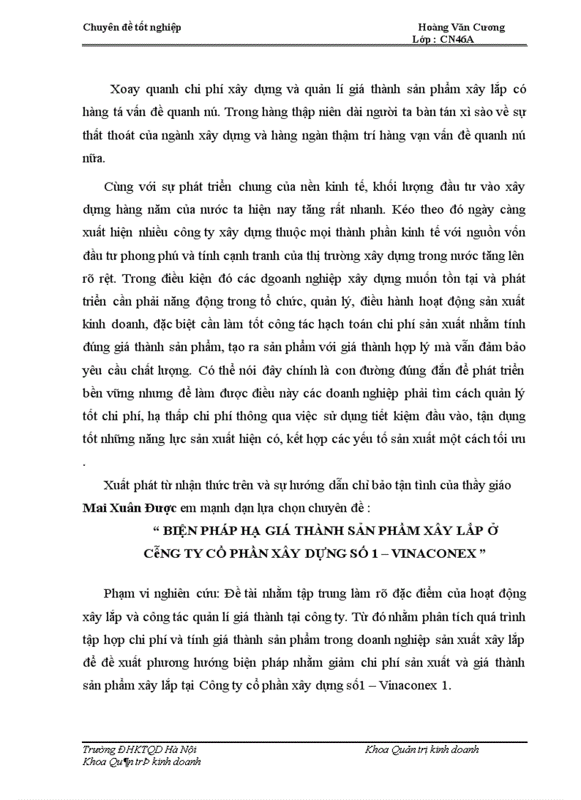 image for page Biện pháp hạ giá thành sản phẩm xây lắp ở công ty cổ phần xây dựng số 1 – vinaconex