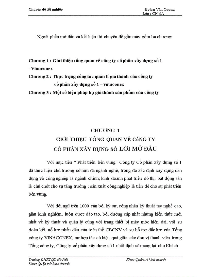 image for page Biện pháp hạ giá thành sản phẩm xây lắp ở công ty cổ phần xây dựng số 1 – vinaconex