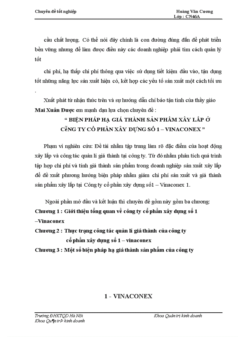 image for page Biện pháp hạ giá thành sản phẩm xây lắp ở công ty cổ phần xây dựng số 1 – vinaconex