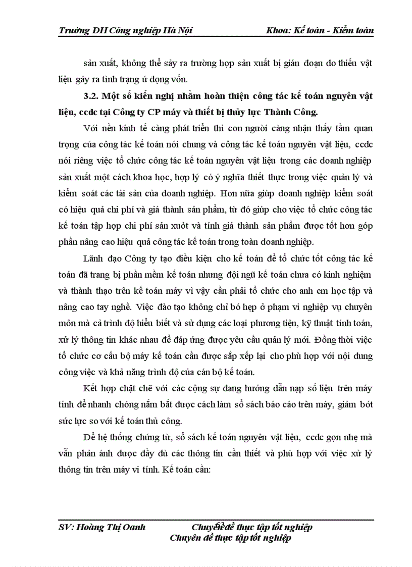 image for page Hoàn thiện công tác kế toán Nguyên vật liệu, công cụ dụng cụ tại Công ty Cổ phần máy và Thiết bị thủy lực Thành Công