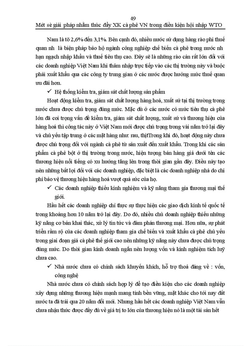 image for page Một số giải pháp thúc đẩy xuất khẩu cà phê Việt Nam trong điều kiện hội nhập vào tổ chức thương mại thế giới - WTO