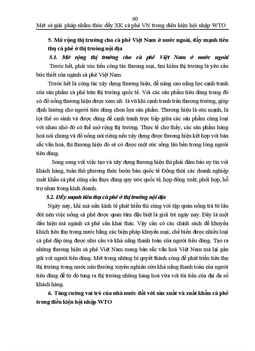 image for page Một số giải pháp thúc đẩy xuất khẩu cà phê Việt Nam trong điều kiện hội nhập vào tổ chức thương mại thế giới - WTO