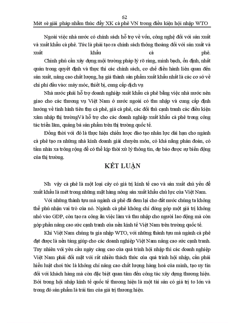 image for page Một số giải pháp thúc đẩy xuất khẩu cà phê Việt Nam trong điều kiện hội nhập vào tổ chức thương mại thế giới - WTO
