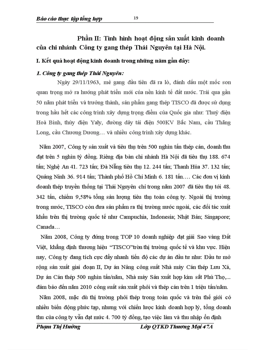 image for page Tình hình hoạt động sản xuất kinh doanh của chi nhánh Công ty gang thép Thái Nguyên tại Hà Nội