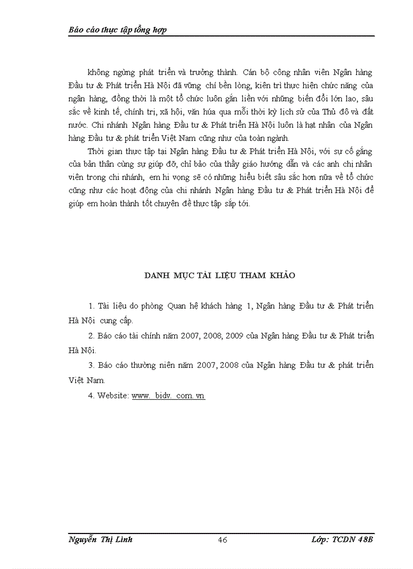 image for page Báo cáo thực tập tại chi nhánh Ngân hàng Đầu tư & Phát triển Hà Nội.