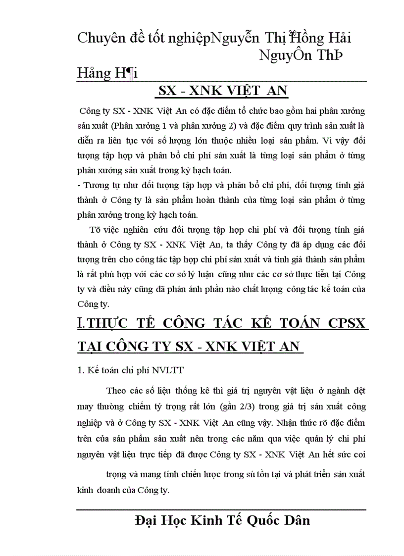 image for page Tổ chức kế toán chi phí sản xuất và tính giá thành sản phẩm tại Công ty sản xuất - xuất nhập khẩu Việt An