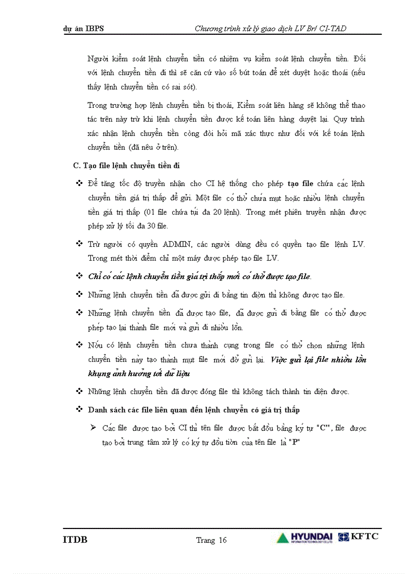 image for page Chương trình xử lý Lệnh chuyển tiền giá trị thấp Br/CI-TAD