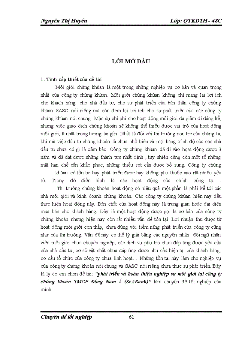 image for page Phát triển và hoàn thiện nghiệp vụ môi giới tại công ty chứng khoán TMCP Đông Nam Á (SeABank)