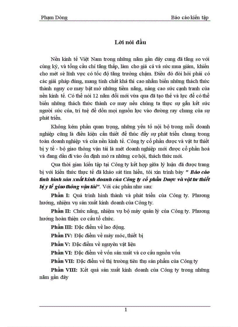image for page Báo cáo tình hình sản xuất kinh doanh của Công ty cổ phần Dược và vật tư thiết bị y tế giao thông vận tải