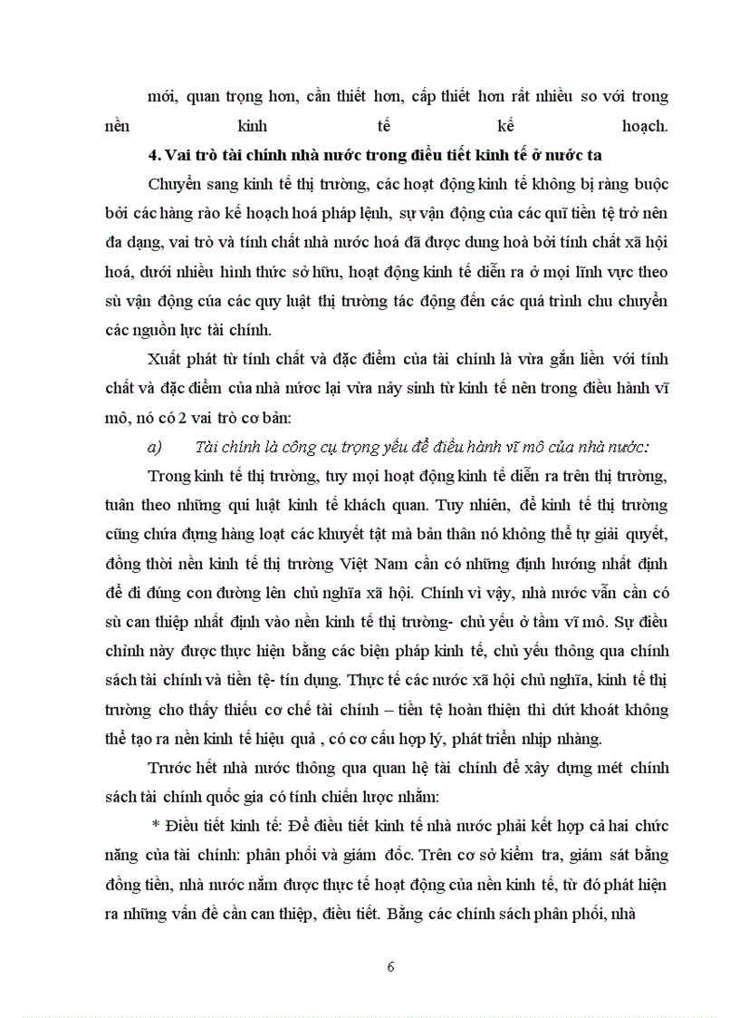 Vai trò tài chính nhà nước trong điều tiết kinh tế ở nước ta