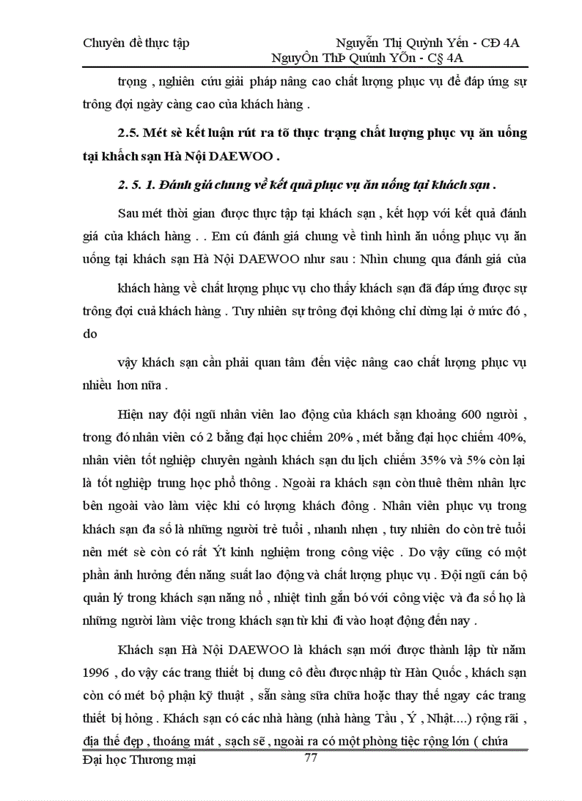 image for page Thực trạng và các biện pháp nâng cao chất lượng phục vụ ăn uống tại khách sạn Hà Nội DAEWOO