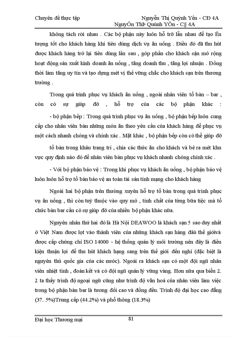 image for page Thực trạng và các biện pháp nâng cao chất lượng phục vụ ăn uống tại khách sạn Hà Nội DAEWOO