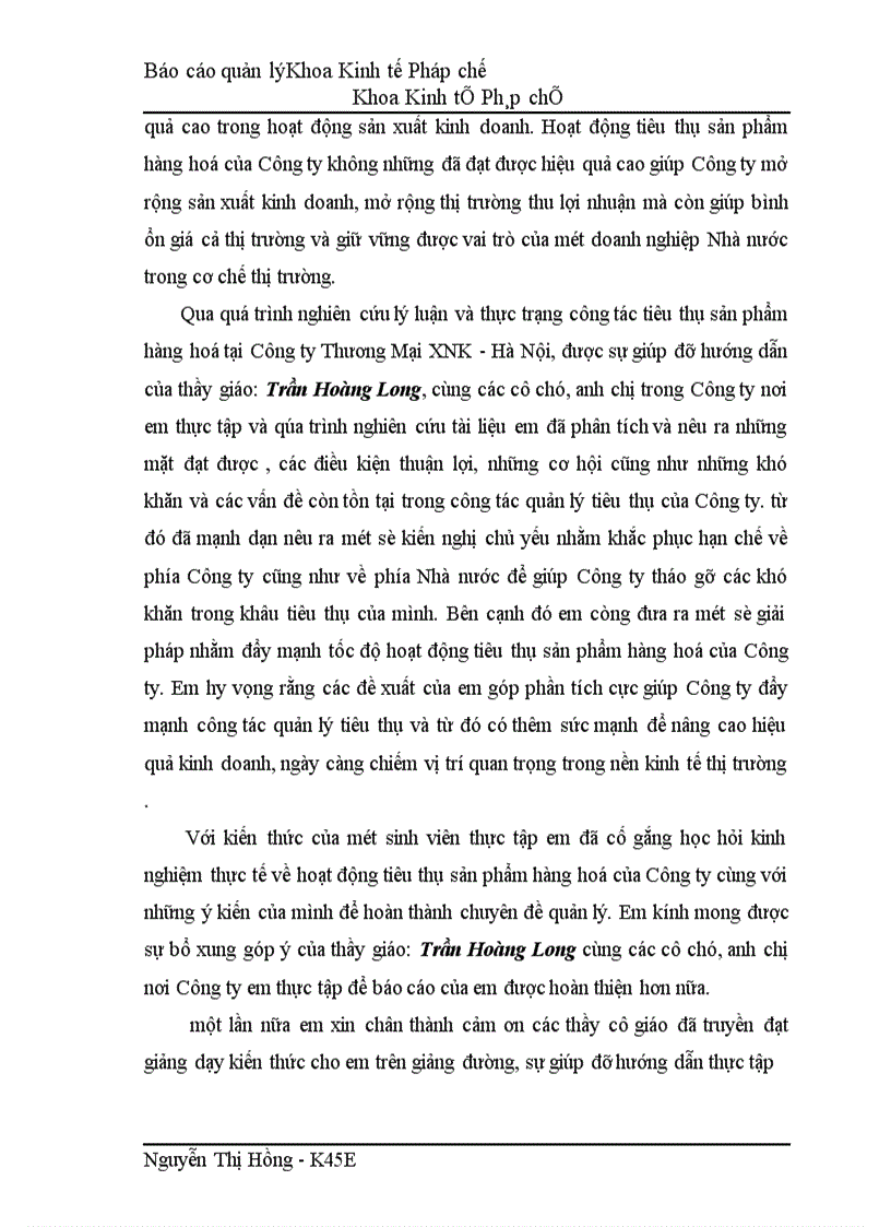 image for page Tổ chức công tác quản lý tiêu thụ sản phẩm hàng hoá tại Công ty Thương Mại XNK - Hà Nội