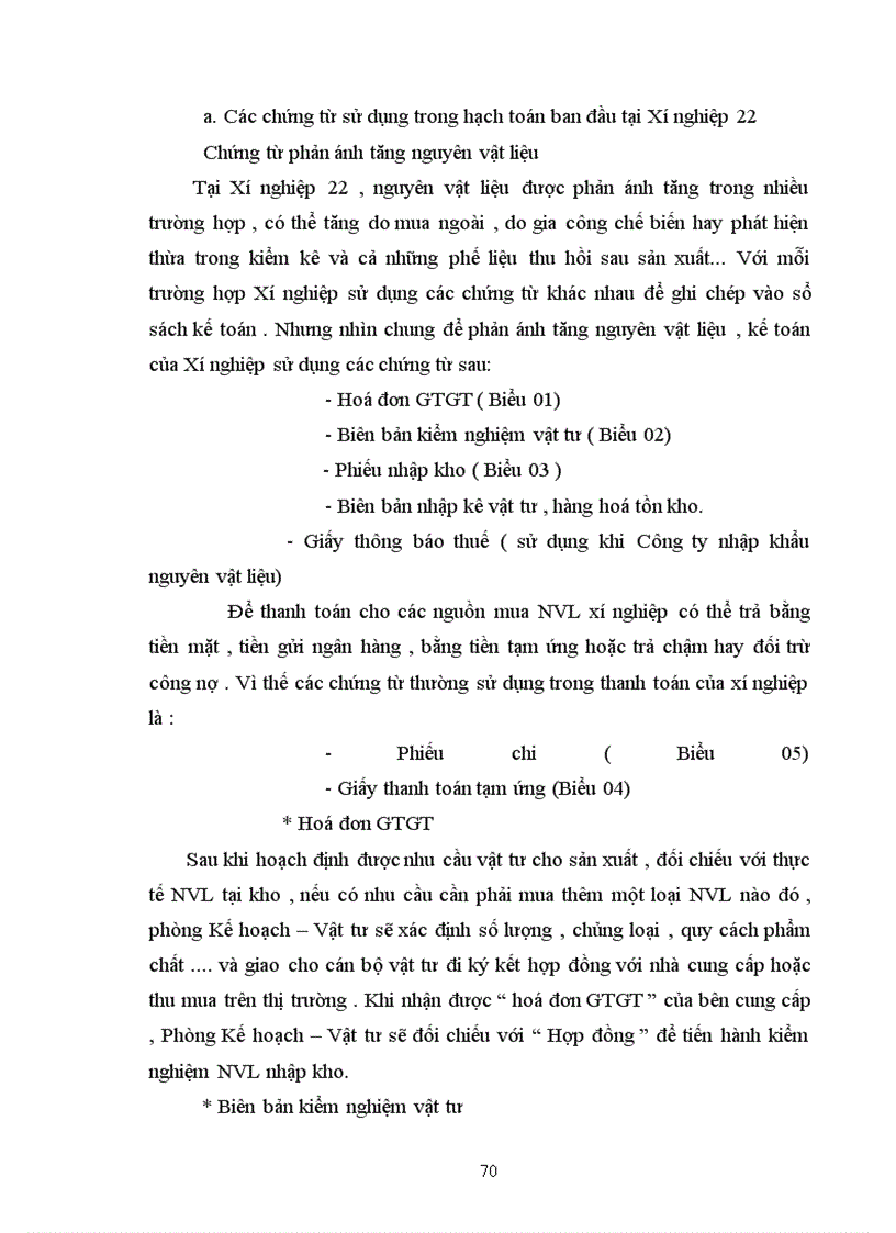 image for page Kế toán nguyên vật liệu, vật liệu và công cụ dụng cụ tại Xí nghiệp 22 - Công ty 22 BQP