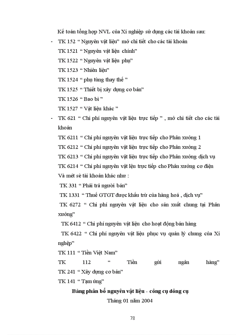 image for page Kế toán nguyên vật liệu, vật liệu và công cụ dụng cụ tại Xí nghiệp 22 - Công ty 22 BQP