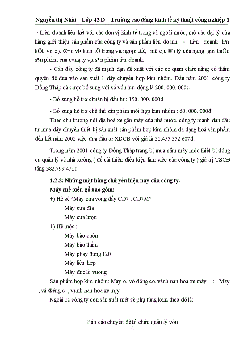 image for page Công tác quản lý vốn tại công ty Đồng Tháp