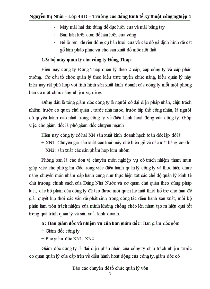 image for page Công tác quản lý vốn tại công ty Đồng Tháp