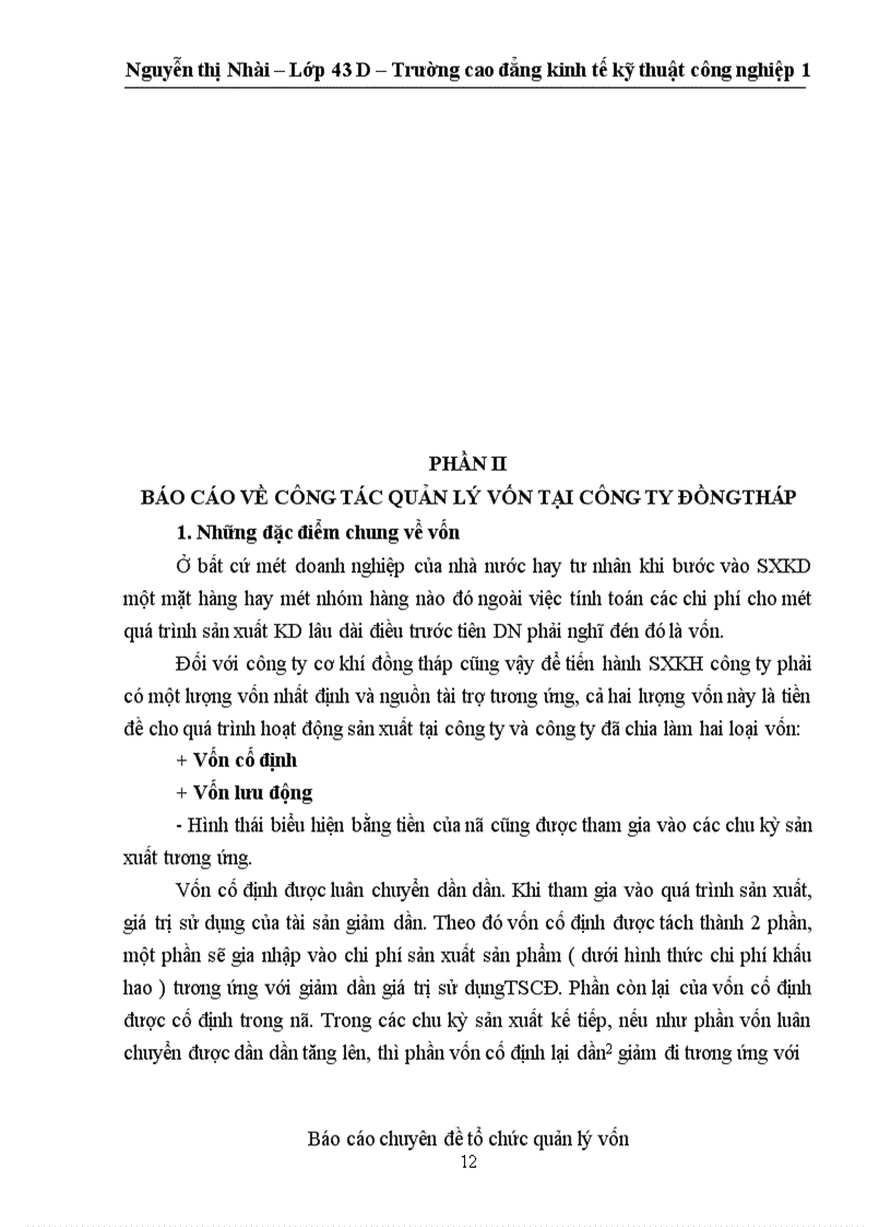 image for page Công tác quản lý vốn tại công ty Đồng Tháp