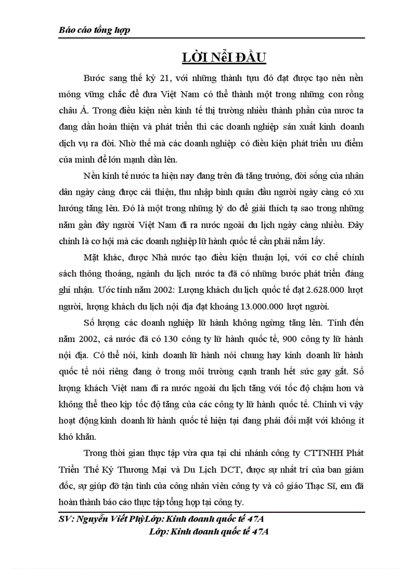 image for page Thực tập tổng hợp tại chi nhánh công ty CTTNHH Phát Triển Thế Kỷ Thương Mại và Du Lịch DCT