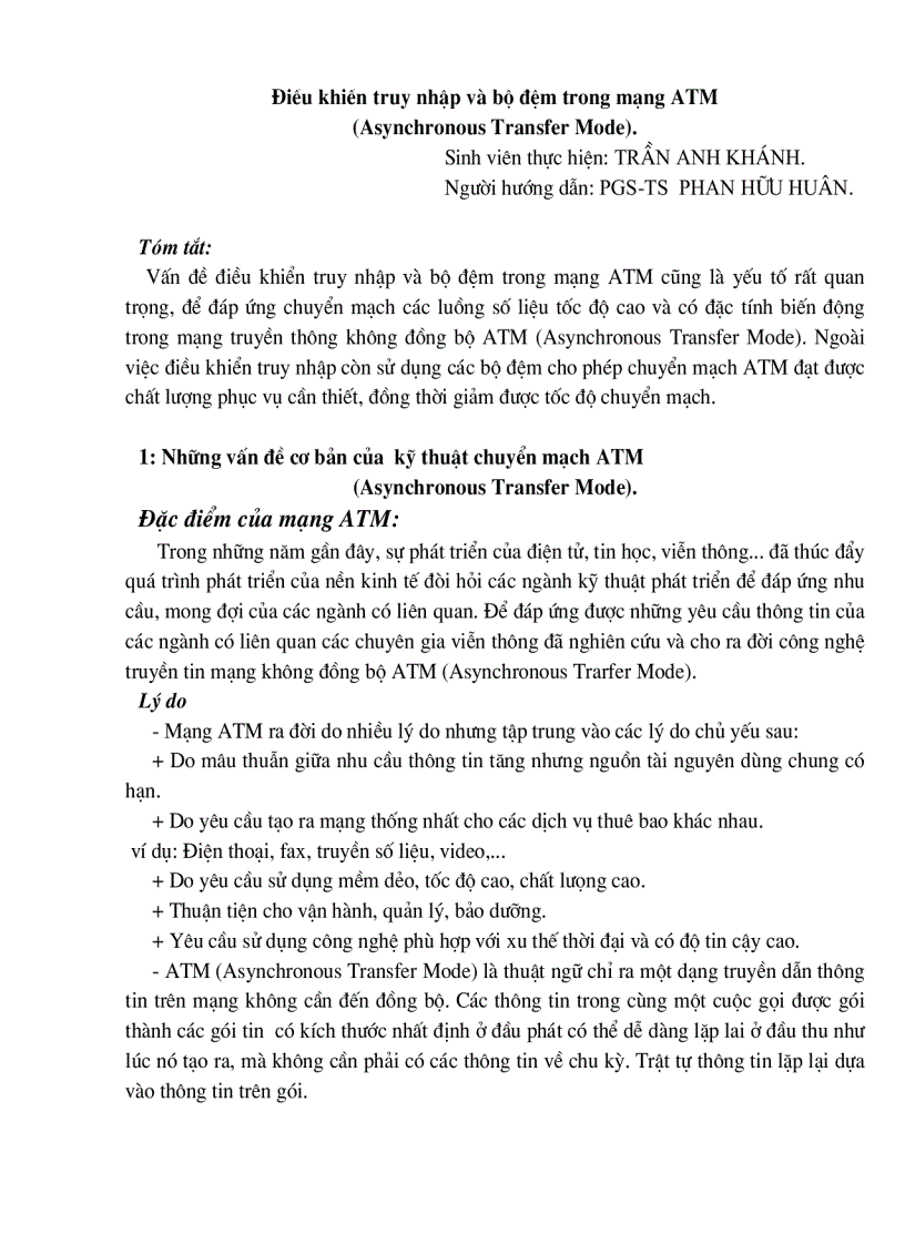 image for page Điều khiển truy nhập và bộ đệm trong mạng ATM