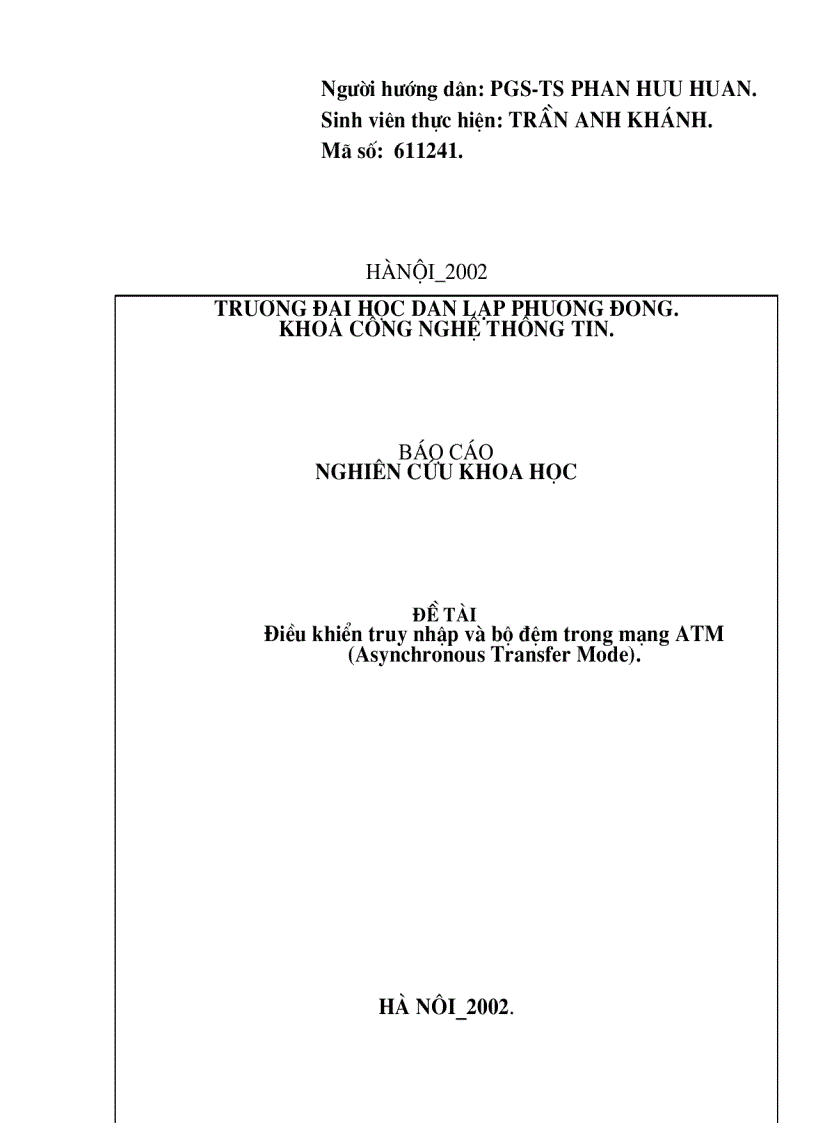 image for page Điều khiển truy nhập và bộ đệm trong mạng ATM