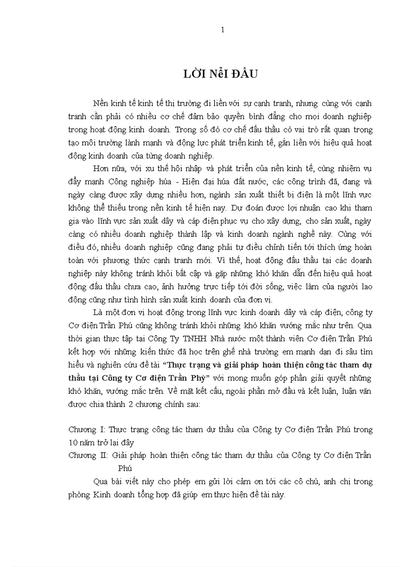 image for page Thực trạng và giải pháp hoàn thiện công tác tham dự thầu tại Công ty Cơ điện Trần Phú