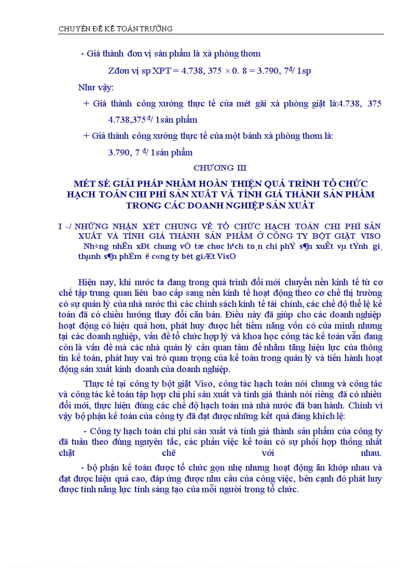 image for page Tổ chức hạch toán chi phí sản xuất và tính giá thành sản phẩm với mục tiêu tăng cường quản trị doanh nghiệp tại công ty bột giặt Viso