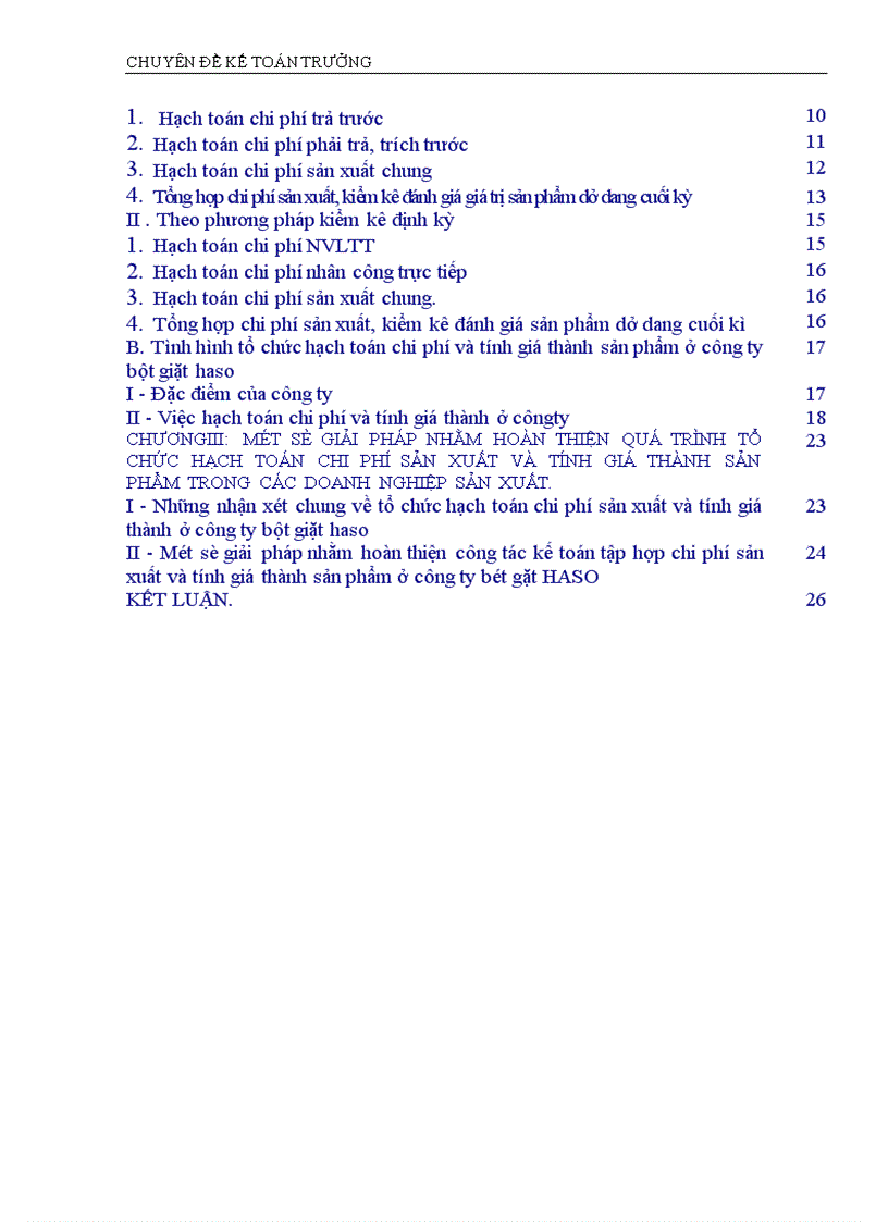 image for page Tổ chức hạch toán chi phí sản xuất và tính giá thành sản phẩm với mục tiêu tăng cường quản trị doanh nghiệp tại công ty bột giặt Viso