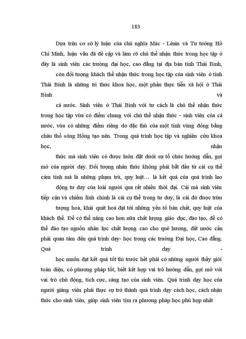 image for page Nâng cao vai trò chủ thể nhận thức trong học tập của sinh viên ở tỉnh Thái Bình hiện nay