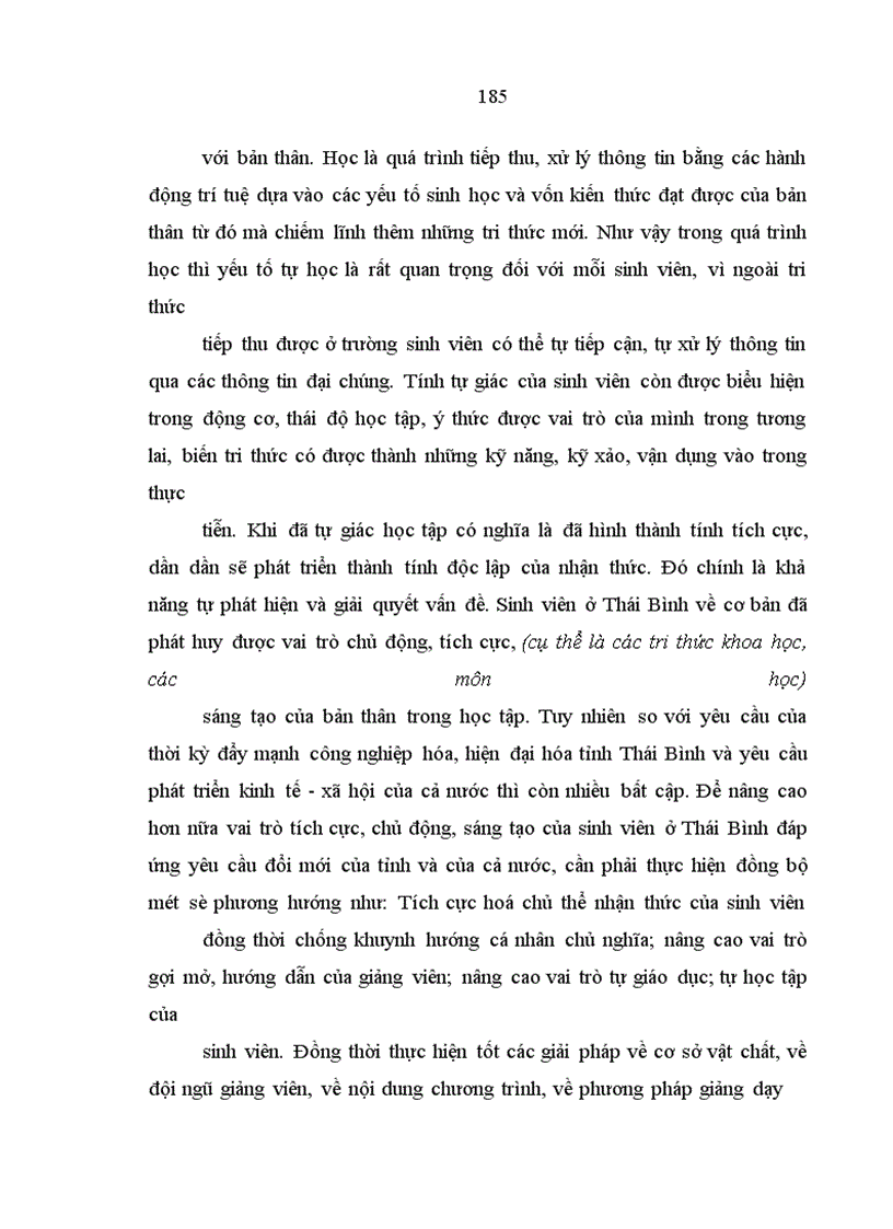 image for page Nâng cao vai trò chủ thể nhận thức trong học tập của sinh viên ở tỉnh Thái Bình hiện nay
