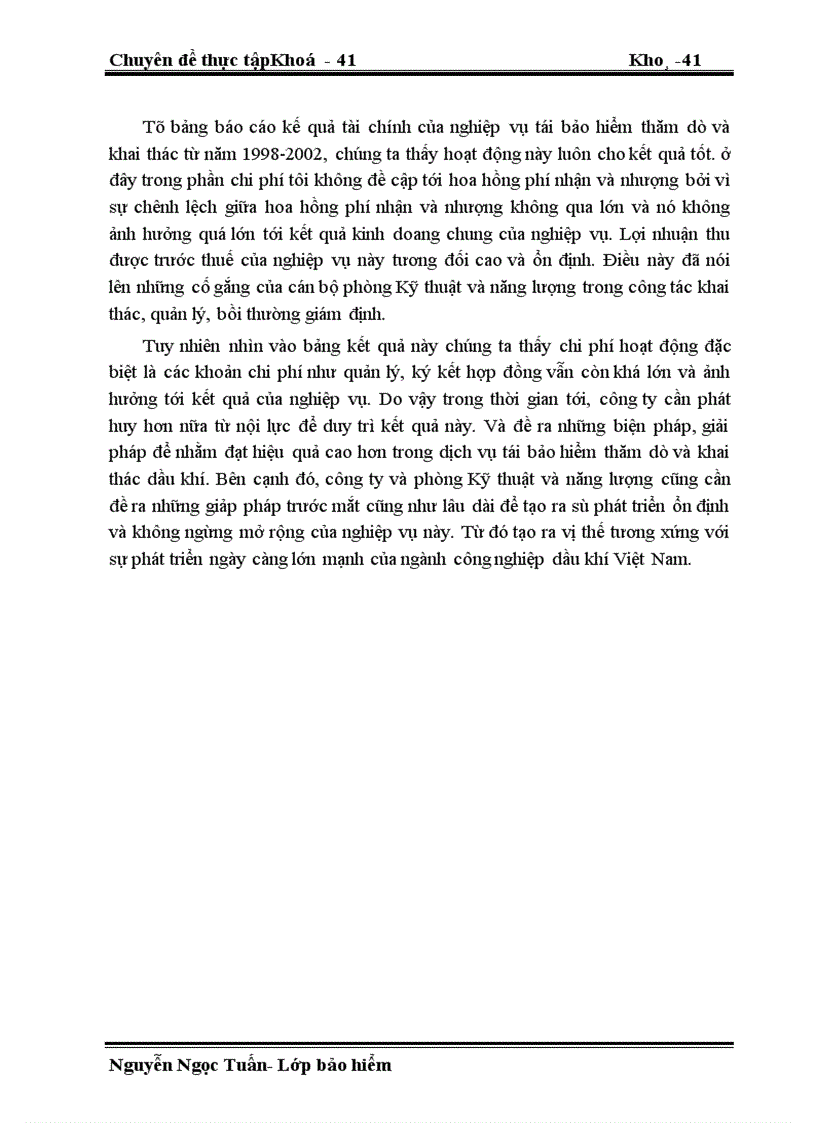 image for page Hoạt động tái bảo hiểm thăm dò và khai thác dầu khí tại công ty trong giai đoạn 1998 - 2002
