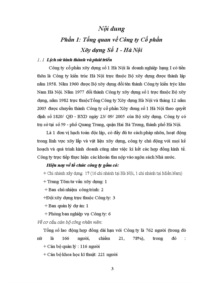 image for page Báo cáo thực tập tại Công ty Cổ phần Xây dựng Số 1 - Hà Nội